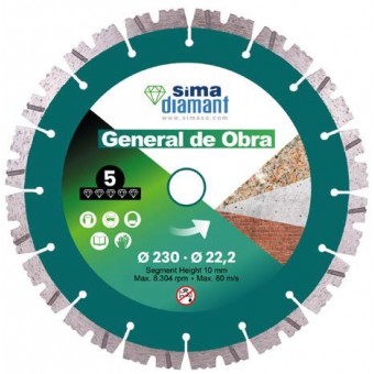 Disque Diamant Coupe à Sec General Construction 230 mm