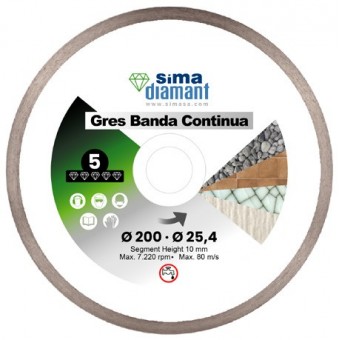 Disque Diamant Coupe Humide Gres Jante Continue 300 mm